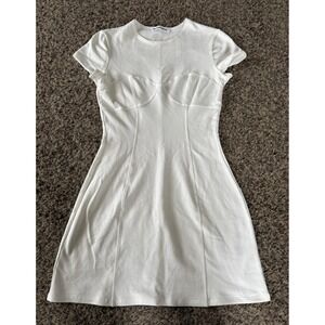 Reformation Pratt Dress Women's White Knit Round Neck Cap Sleeve Fit & Flare M